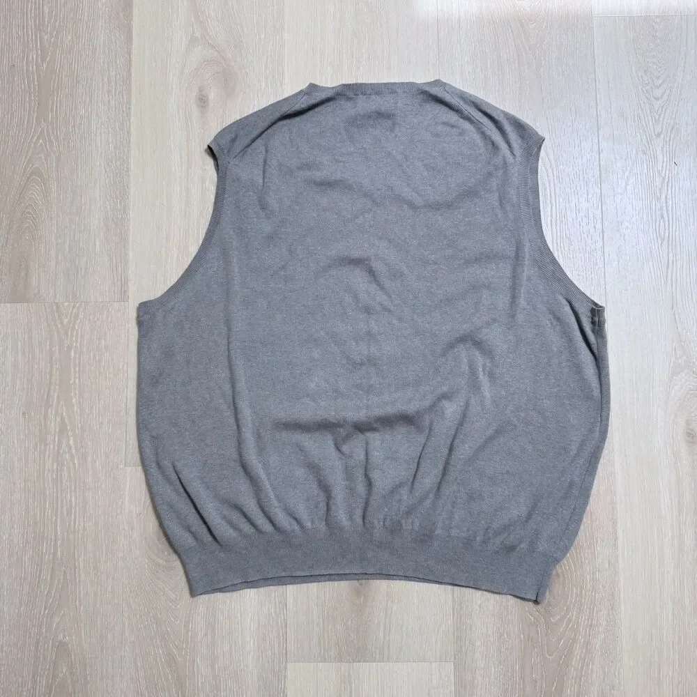 Polo Ralph Lauren 3XB Big Men Gray Pima Cotton V-Neck Sweater Vest Preppy Golf